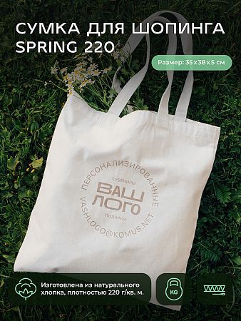 Холщовая сумка Spring 220, бежевый (упаковка 10 шт.)