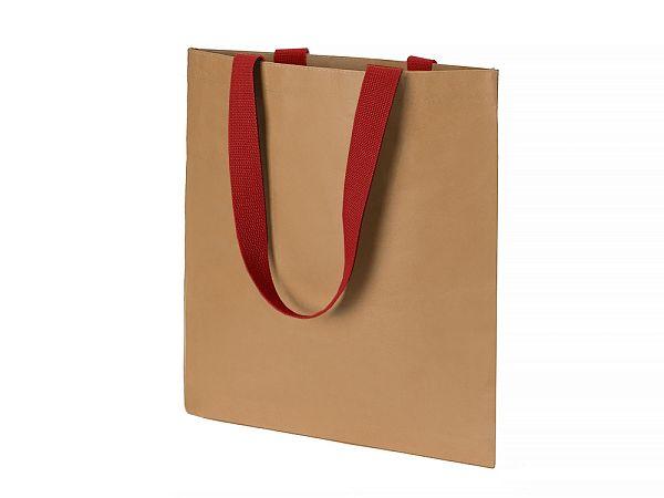 Сумка-шоппер Papyrus из моющейся крафт-бумаги, натруальный/красный