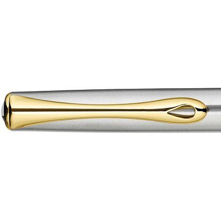 Роллер Diplomat Traveller Stainless Steel Gold цвет чернил синий, цвет  корпуса серебристый (артикул производителя D20000651)