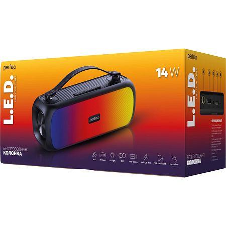 Колонка Perfeo L.E.D. чёрная с микрофоном и подсветкой  (PF_D0053)