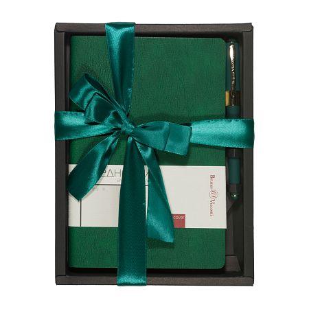 Подарочный набор BrunoVisconti® ежедневник "VINCENT" А5 , зеленый и ручка шариковая Арт. 3-216/09-2