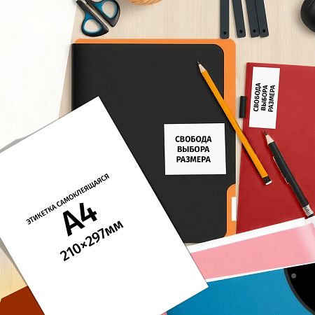 Этикетки самоклеящиеся универсальные Комус А4 210х297 мм 1 штука на  листе белые (10 листов в упаковке)