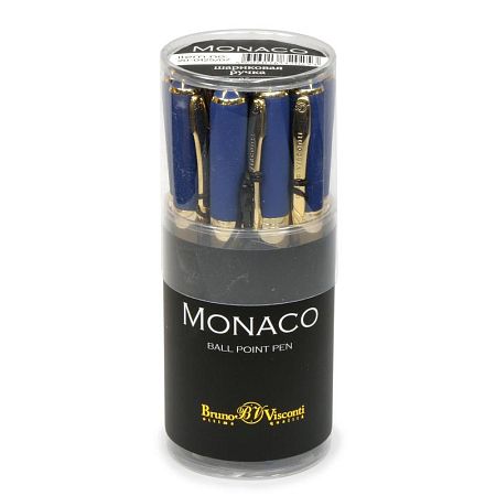 Ручка шариковая неавтоматическая Bruno Visconti Monaco синяя  (темно-синий корпус, толщина линии 0.4 мм)